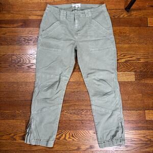 FRAME Trapunto Moto Pants Washed Faded Green Size 29 Utility Style Zipper Ankles